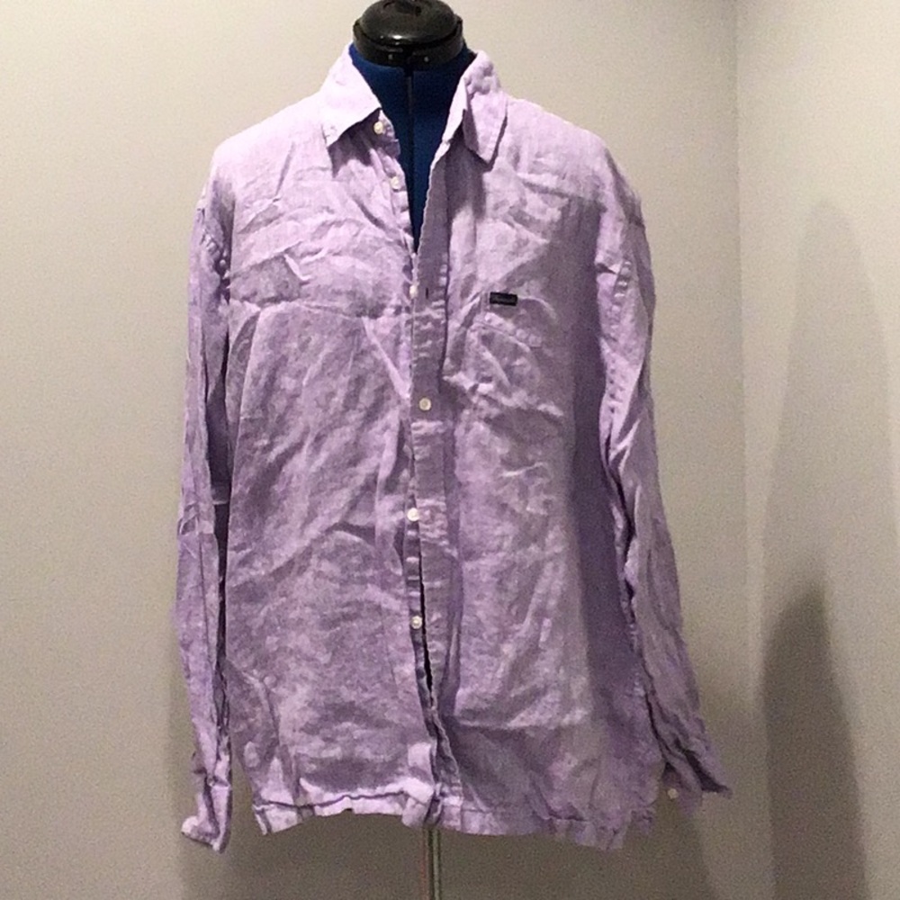 Vintage Faconnable Purple linen men button down